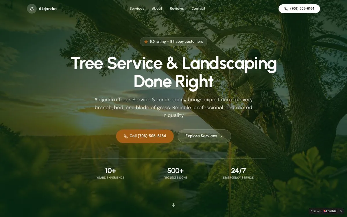Alejandro Trees Service & Landscaping website