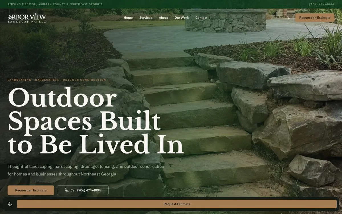 Arbor View Landscaping website