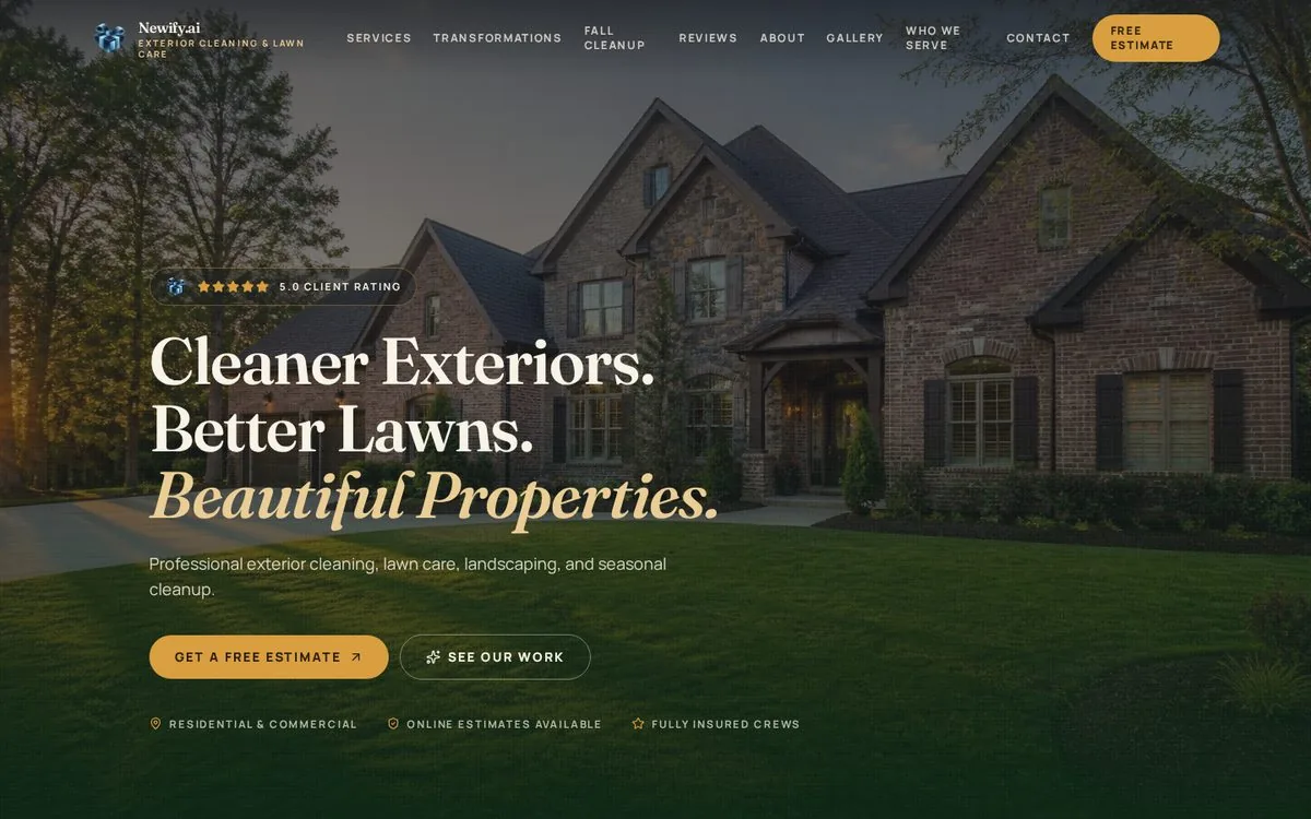Exterior Cleaning & Lawn Care website