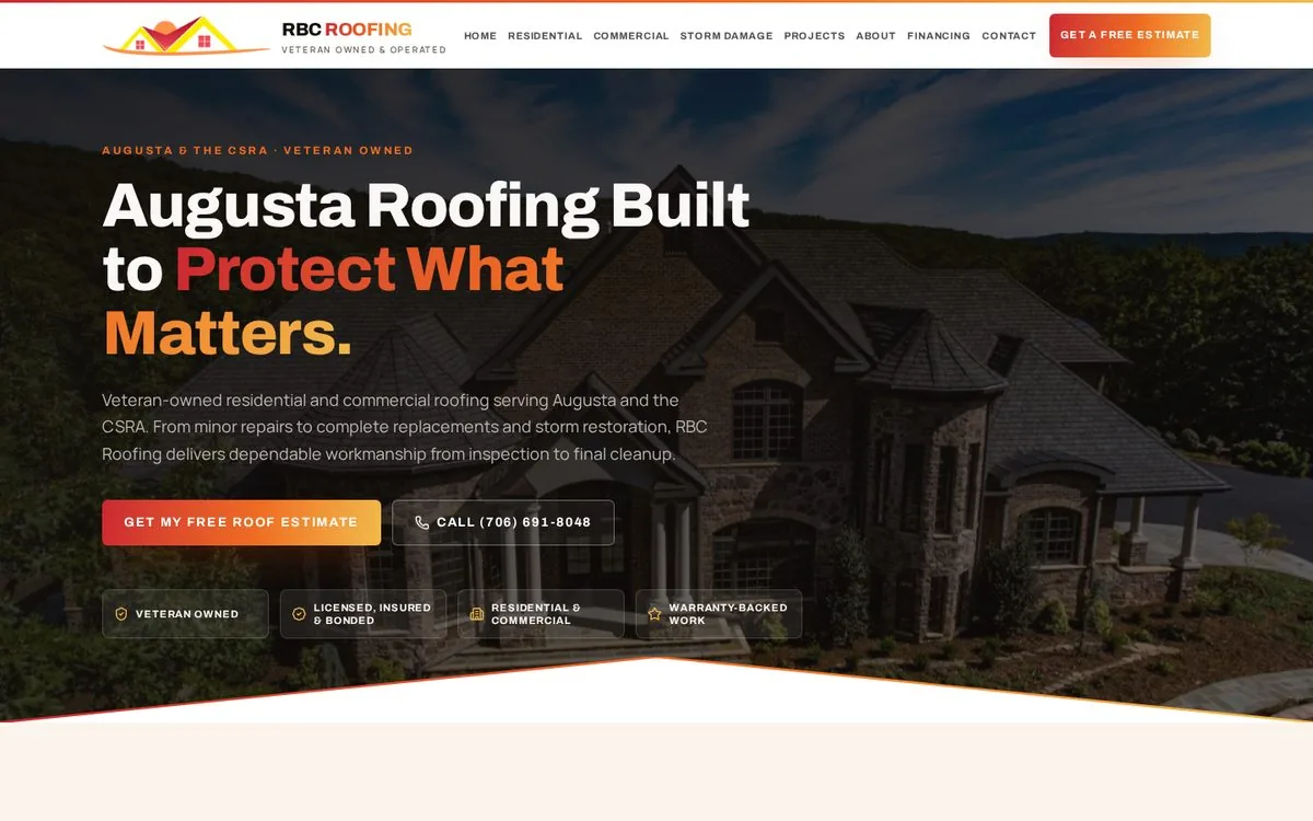 RBC Roofing website